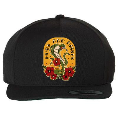Traditional Tattoo Style Hugs And Hisses Cobra Wool Snapback Cap