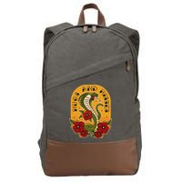 Traditional Tattoo Style Hugs And Hisses Cobra Cotton Canvas Backpack
