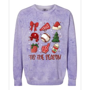 Tis The Season Coquette Bow Baseball Coffee Merry Christmas Funny Gift Colorblast Crewneck Sweatshirt