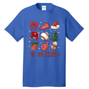 Tis The Season Coquette Bow Baseball Coffee Merry Christmas Funny Gift Tall T-Shirt