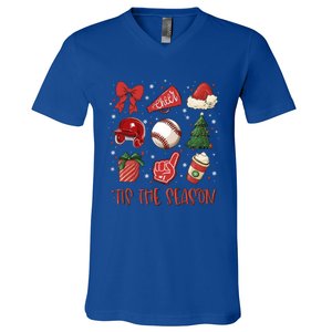 Tis The Season Coquette Bow Baseball Coffee Merry Christmas Funny Gift V-Neck T-Shirt