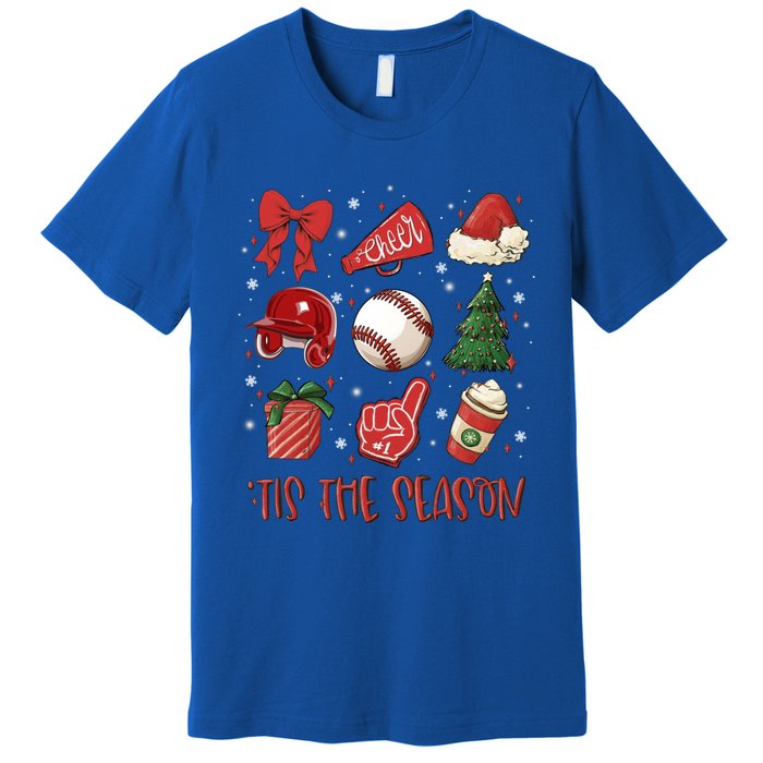 Tis The Season Coquette Bow Baseball Coffee Merry Christmas Funny Gift Premium T-Shirt