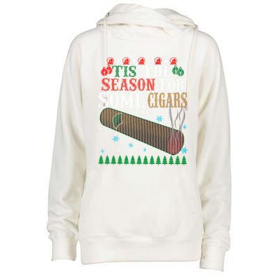 'Tis The Season For Some Cigars Ugly Christmas Cigar Lover Gift Womens Funnel Neck Pullover Hood