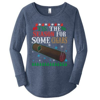 'Tis The Season For Some Cigars Ugly Christmas Cigar Lover Gift Women's Perfect Tri Tunic Long Sleeve Shirt