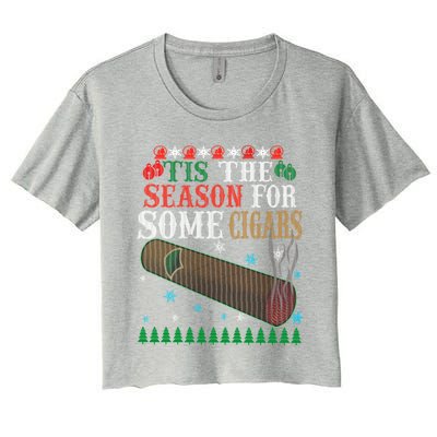 'Tis The Season For Some Cigars Ugly Christmas Cigar Lover Gift Women's Crop Top Tee