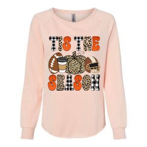 Tis The Season Pumpkin Leaf Latte Fall Thanksgiving Football Womens California Wash Sweatshirt