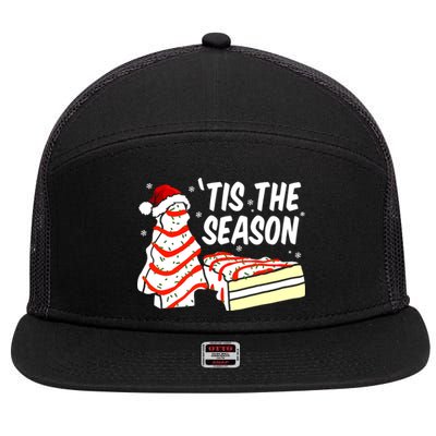 Tis The Season Design Funny Christmas Tree Cakes Debbie Gift 7 Panel Mesh Trucker Snapback Hat