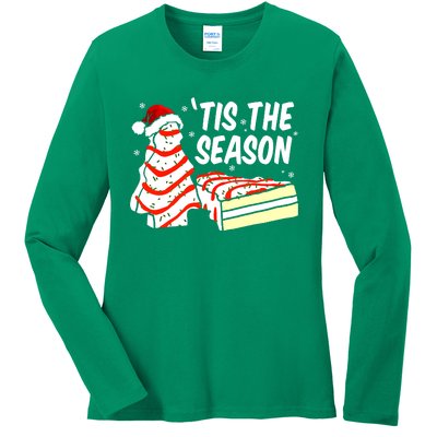 Tis The Season Design Funny Christmas Tree Cakes Debbie Gift Ladies Long Sleeve Shirt