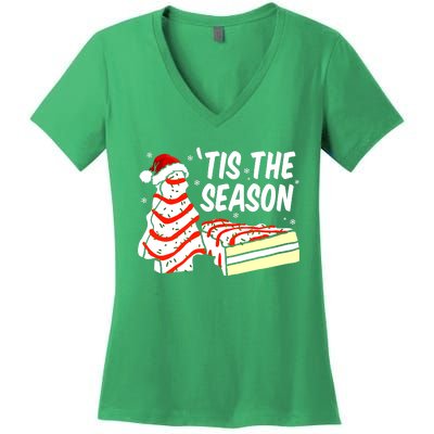 Tis The Season Design Funny Christmas Tree Cakes Debbie Gift Women's V-Neck T-Shirt