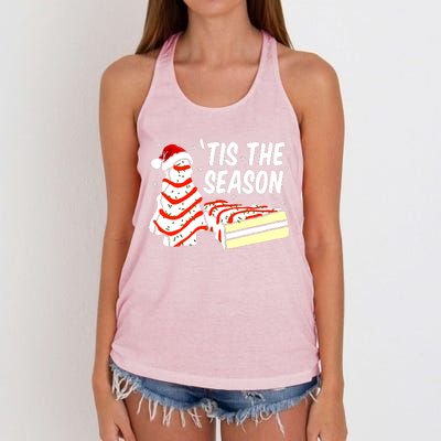 Tis The Season Design Funny Christmas Tree Cakes Debbie Gift Women's Knotted Racerback Tank