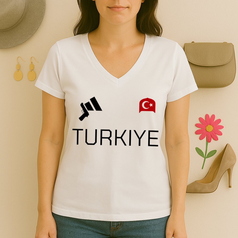 Turkiye Turkish Shooting Team Sports Women's V-Neck T-Shirt