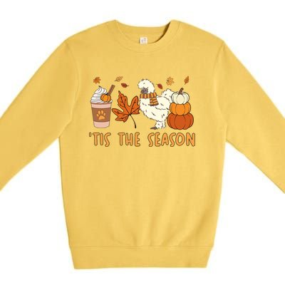 Tis The Season Silkie Chicken Mom Fall Autumn Pumpkin Coffee Premium Crewneck Sweatshirt