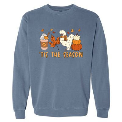 Tis The Season Silkie Chicken Mom Fall Autumn Pumpkin Coffee Garment-Dyed Sweatshirt