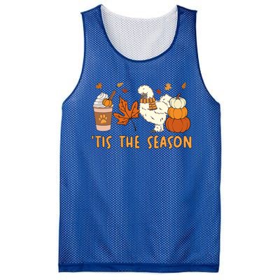 Tis The Season Silkie Chicken Mom Fall Autumn Pumpkin Coffee Mesh Reversible Basketball Jersey Tank