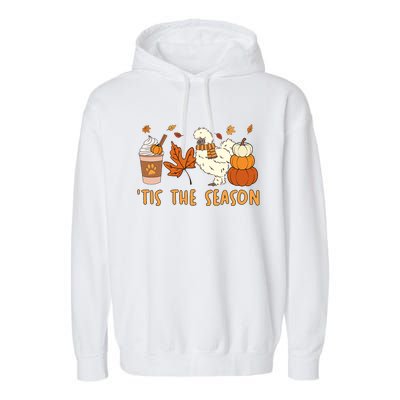 Tis The Season Silkie Chicken Mom Fall Autumn Pumpkin Coffee Garment-Dyed Fleece Hoodie