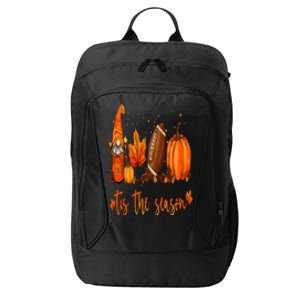 Tis The Season Pumpkin Leaf Latte Fall Thanksgiving Football City Backpack