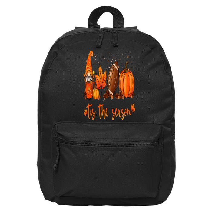 Tis The Season Pumpkin Leaf Latte Fall Thanksgiving Football 16 in Basic Backpack