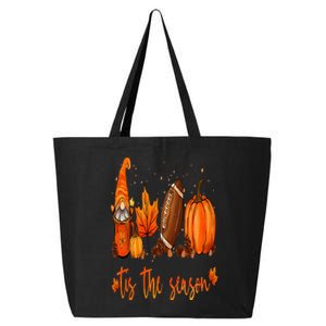 Tis The Season Pumpkin Leaf Latte Fall Thanksgiving Football 25L Jumbo Tote