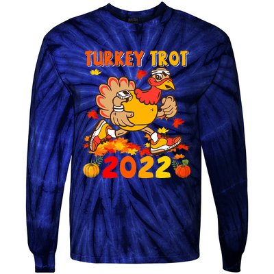 Turkey Trot Squad Funny Thanksgiving Running Costume Tie-Dye Long Sleeve Shirt