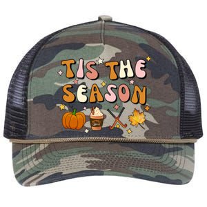 Tis The Season Field Hockey Pumpkin Latte Fall Thanksgiving Cute Gift Retro Rope Trucker Hat Cap