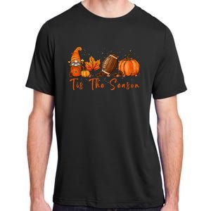 Tis The Season Pumpkin Leaf Latte Fall Thanksgiving Football Adult ChromaSoft Performance T-Shirt