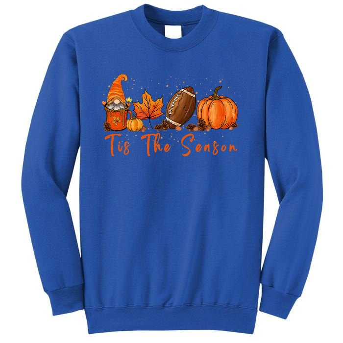 Tis The Season Pumpkin Leaf Latte Fall Thanksgiving Football Sweatshirt