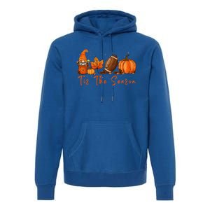 Tis The Season Pumpkin Leaf Latte Fall Thanksgiving Football Premium Hoodie