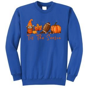 Tis The Season Pumpkin Leaf Latte Fall Thanksgiving Football Tall Sweatshirt