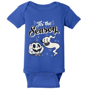 Tis' The Season Skeleton Ghost Retro Halloween Costume Party Gift Baby Bodysuit