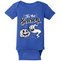 Tis' The Season Skeleton Ghost Retro Halloween Costume Party Gift Baby Bodysuit