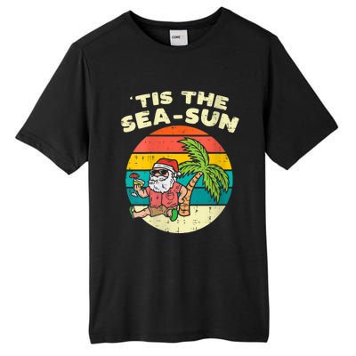 Tis The Sea Sun Santa Beach Summer Christmas In July Summer Tall Fusion ChromaSoft Performance T-Shirt