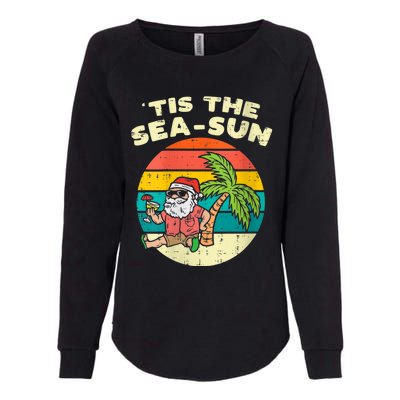 Tis The Sea Sun Santa Beach Summer Christmas In July Summer Womens California Wash Sweatshirt