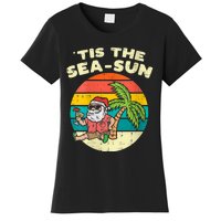 Tis The Sea Sun Santa Beach Summer Christmas In July Summer Women's T-Shirt