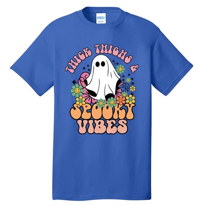 Thick Thighs Spooky Vibe Groovy Witchy Halloween Costume Great Gift Tall T-Shirt