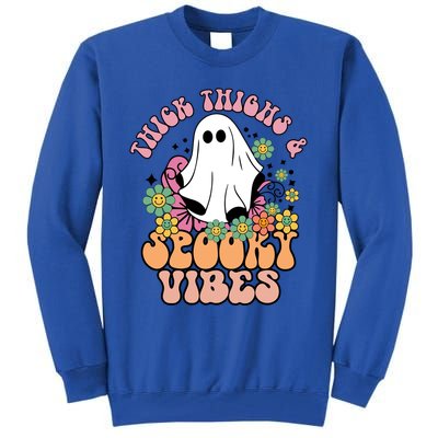 Thick Thighs Spooky Vibe Groovy Witchy Halloween Costume Great Gift Tall Sweatshirt