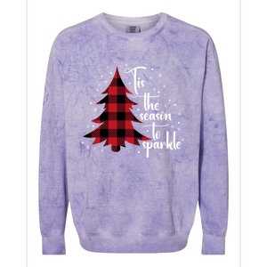 Tis The Season To Buffalo Plaid Christmas Tree Gift Colorblast Crewneck Sweatshirt