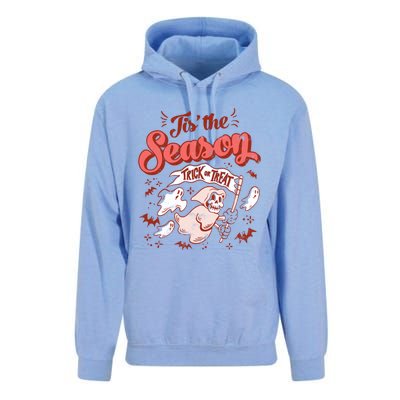 Tis' The Season Skeleton Ghost Retro Halloween Costume Party Gift Unisex Surf Hoodie