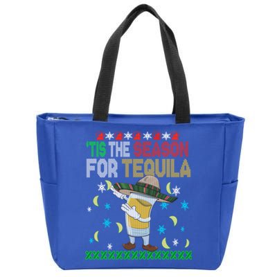 'Tis The Season For Tequila Dabbing Ugly Christmas Alcohol Gift Zip Tote Bag