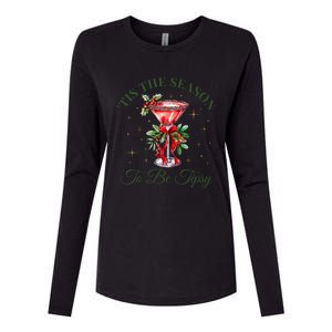 Tis The Season To Be Tipsy Coquette Bow Martini Christmas Gift Womens Cotton Relaxed Long Sleeve T-Shirt