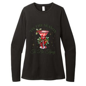 Tis The Season To Be Tipsy Coquette Bow Martini Christmas Gift Womens CVC Long Sleeve Shirt