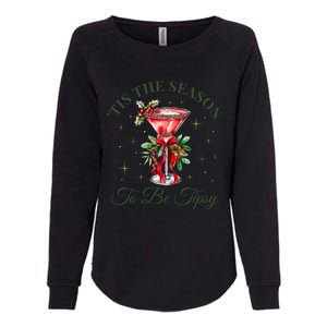 Tis The Season To Be Tipsy Coquette Bow Martini Christmas Gift Womens California Wash Sweatshirt