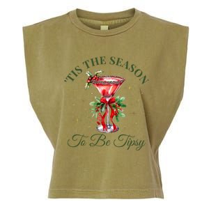 Tis The Season To Be Tipsy Coquette Bow Martini Christmas Gift Garment-Dyed Women's Muscle Tee