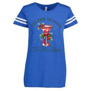 Tis The Season To Be Tipsy Coquette Bow Martini Christmas Gift Enza Ladies Jersey Football T-Shirt