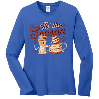 Tis The Season Pumpkin Spice Funny Fall Vibes Autumn Retro Gift Ladies Long Sleeve Shirt