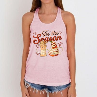 Tis The Season Pumpkin Spice Funny Fall Vibes Autumn Retro Gift Women's Knotted Racerback Tank