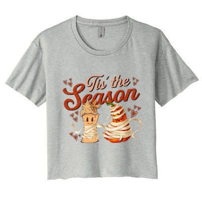 Tis The Season Pumpkin Spice Funny Fall Vibes Autumn Retro Gift Women's Crop Top Tee