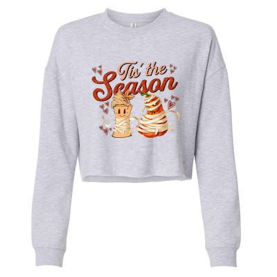 Tis The Season Pumpkin Spice Funny Fall Vibes Autumn Retro Gift Cropped Pullover Crew