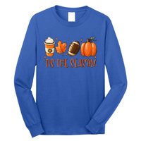 Tis The Season Pumpkin Leaf Latte Fall Thanksgiving Football Long Sleeve Shirt