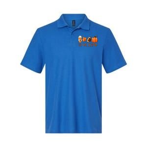 Tis The Season Pumpkin Leaf Latte Fall Thanksgiving Football Softstyle Adult Sport Polo