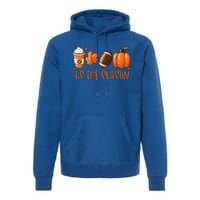 Tis The Season Pumpkin Leaf Latte Fall Thanksgiving Football Premium Hoodie